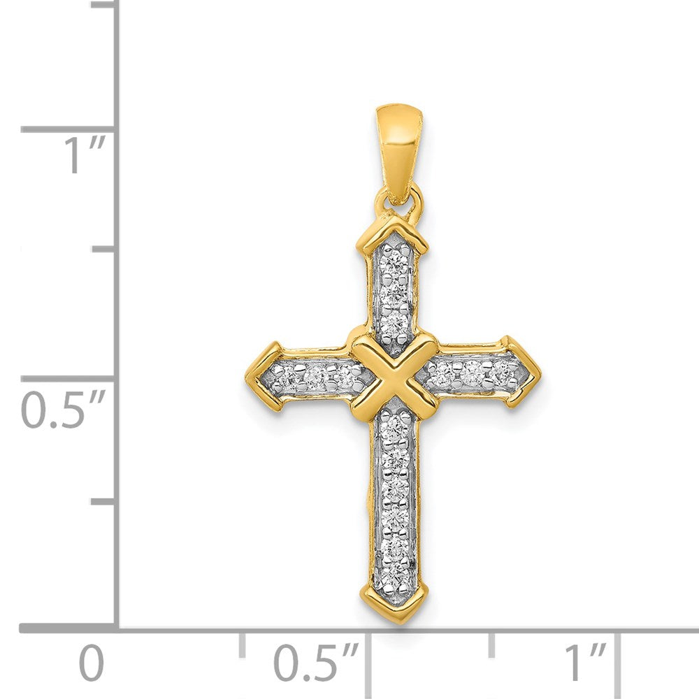 Million Charms 14K Yellow Gold Themed Passion Diamond Relgious Cross Pendant