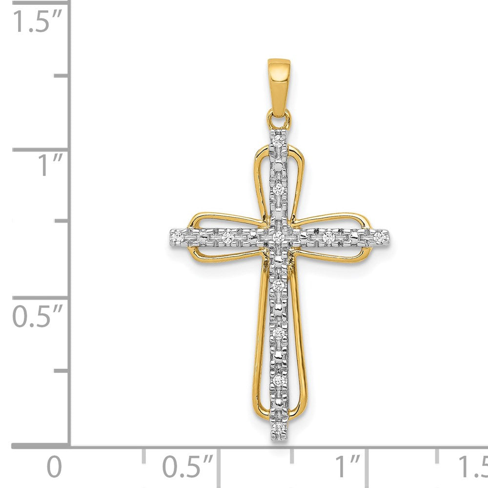 Million Charms 14K Yellow Gold Themed Diamond Relgious Cross Pendant