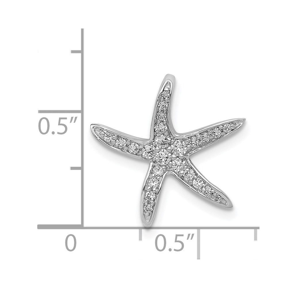 Million Charms 14K White Gold Themed Diamond Nautical Starfish Chain Slide Pendant
