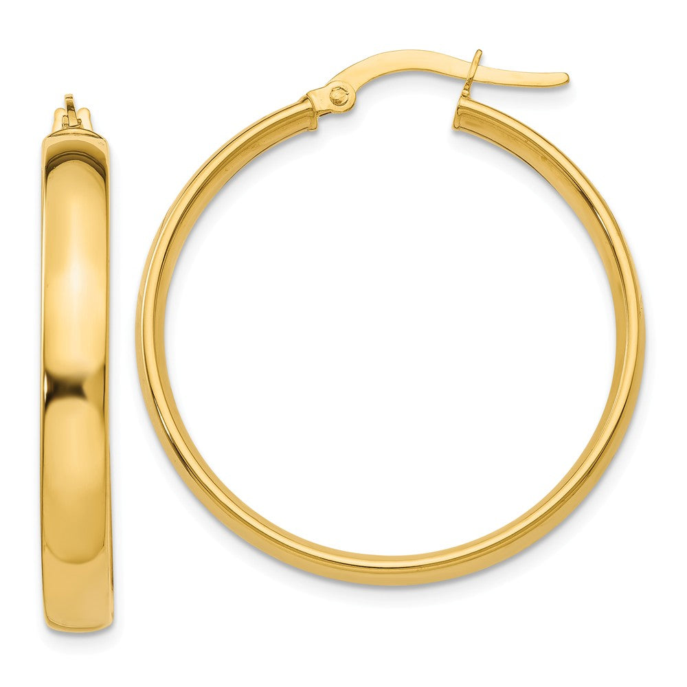 Million Charms 14k Yellow Gold 4x25mm Polished Hoop Earrings, 25mm x 4mm