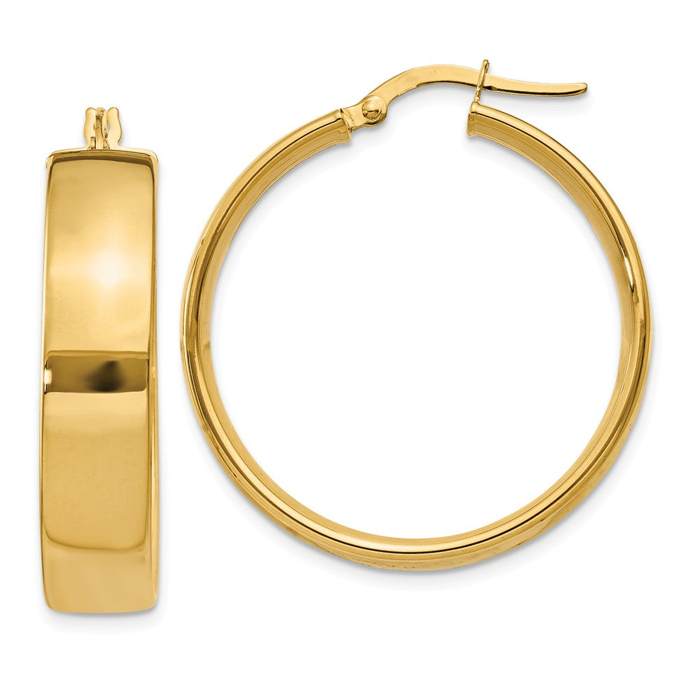 Million Charms 14k Yellow Gold 6.75mm Hoop Earrings, 26mm x 6.75mm
