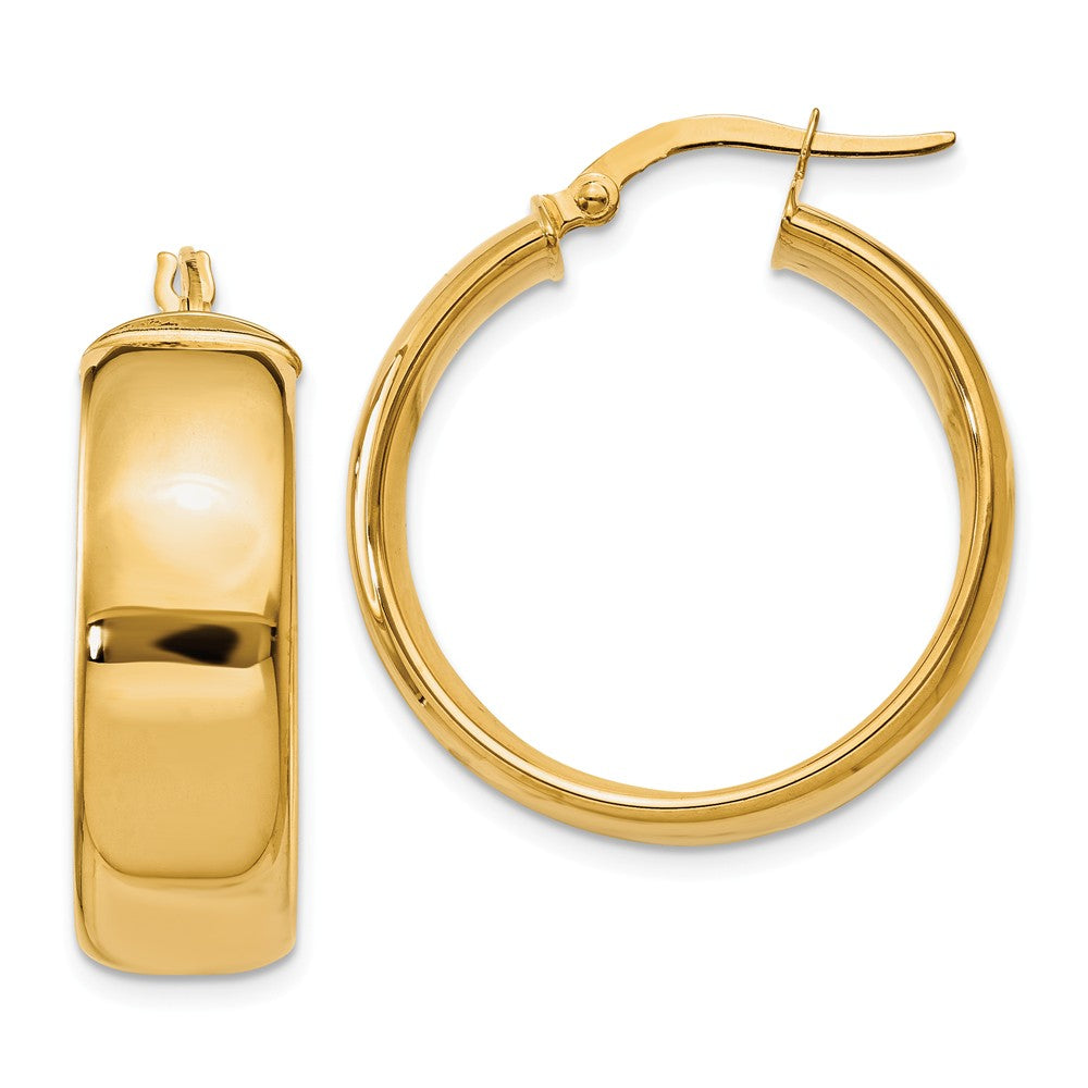 Million Charms 14k Yellow Gold 7.75mm Hoop Earrings, 21mm x 7.75mm