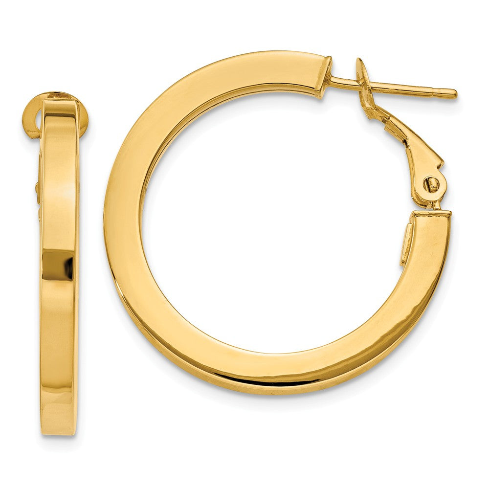 Million Charms 14k Yellow Gold 3mm Square Tube Round Large Hoop Earrings, 26.85mm x 26.85mm