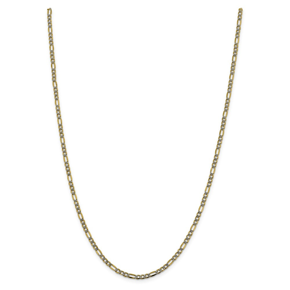 Million Charms 14k 3.2mm Semi-solid Pav‚ Figaro Chain, Chain Length: 24 inches