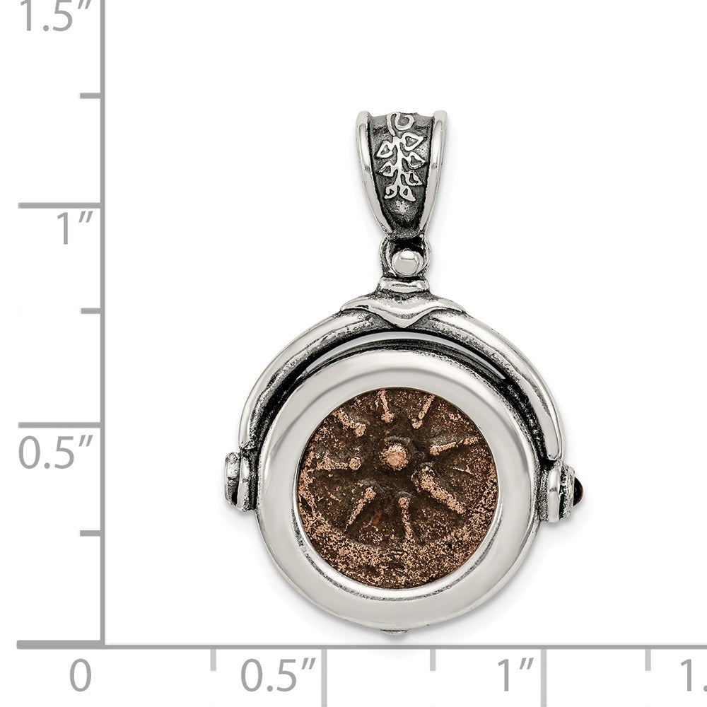Million Charms 925 Sterling Silver & Bronze Antiqued Widows Mite Coin Pendant