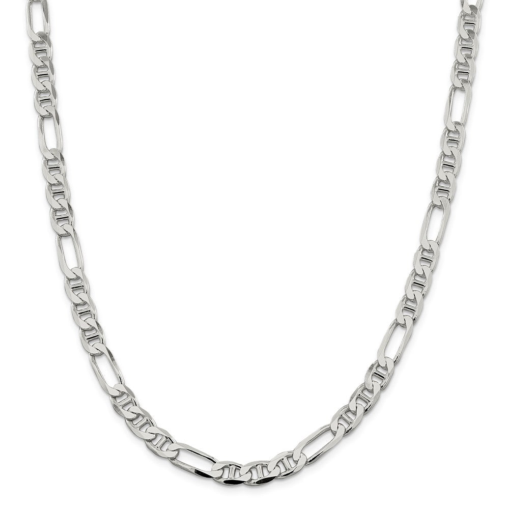 Million Charms 925 Sterling Silver 7.5mm Figaro Anchor Chain, Chain Length: 22 inches