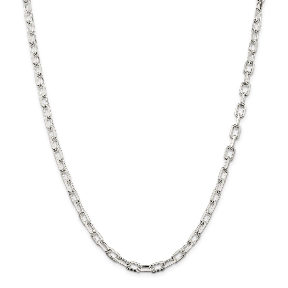 Million Charms 925 Sterling Silver 5.5mm Fancy Diamond-cut Open Link Cable Chain, Chain Length: 24 inches