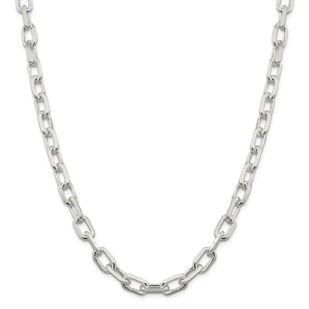 Million Charms 925 Sterling Silver 9mm Fancy Diamond-cut Open Link Cable Chain, Chain Length: 24 inches