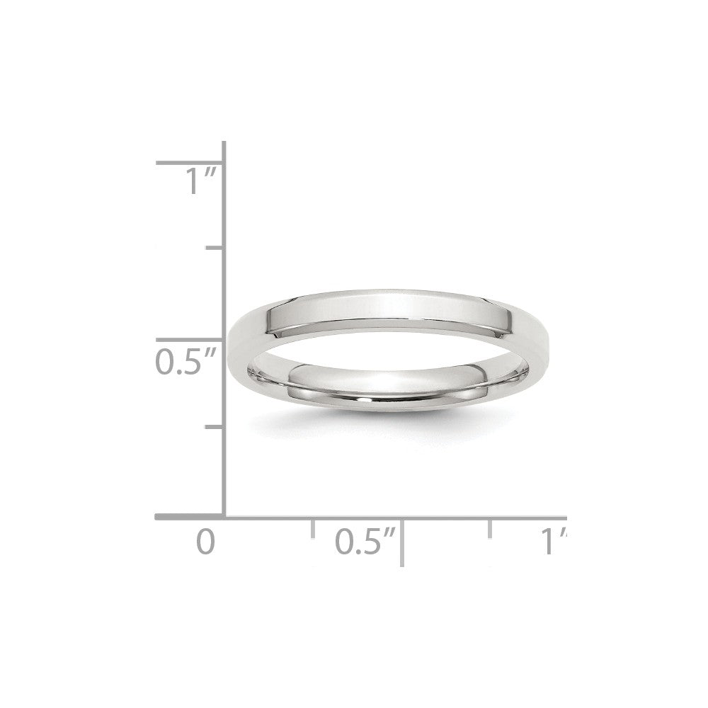 Anillo de bodas de plata esterlina 925, borde biselado de 3 mm, talla 9.5