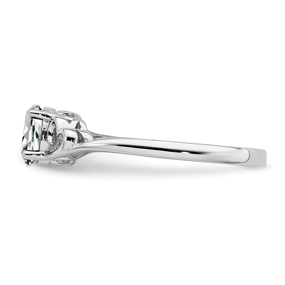 925 Sterling Silver Rhodium-plated White Topaz Ring, Size: 7
