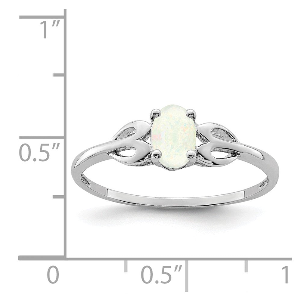 925 Sterling Silver Rhodium-plated Created Opal Ring, Size: 6