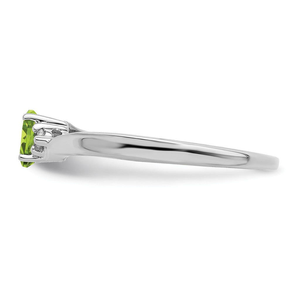 925 Sterling Silver Rhodium-plated Peridot Birthstone Ring, Size: 8