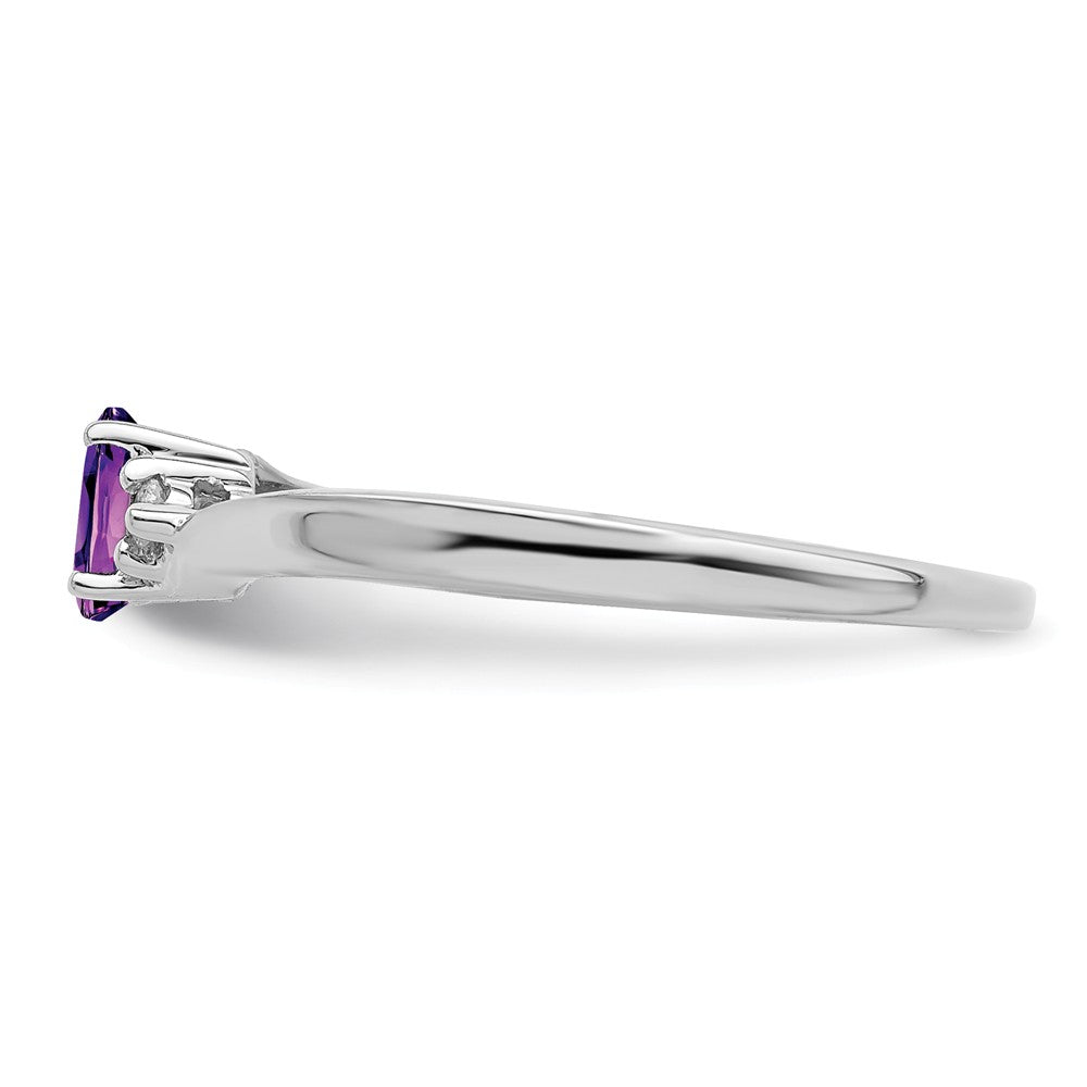 925 Sterling Silver Rhodium-plated Amethyst Birthstone Ring, Size: 8