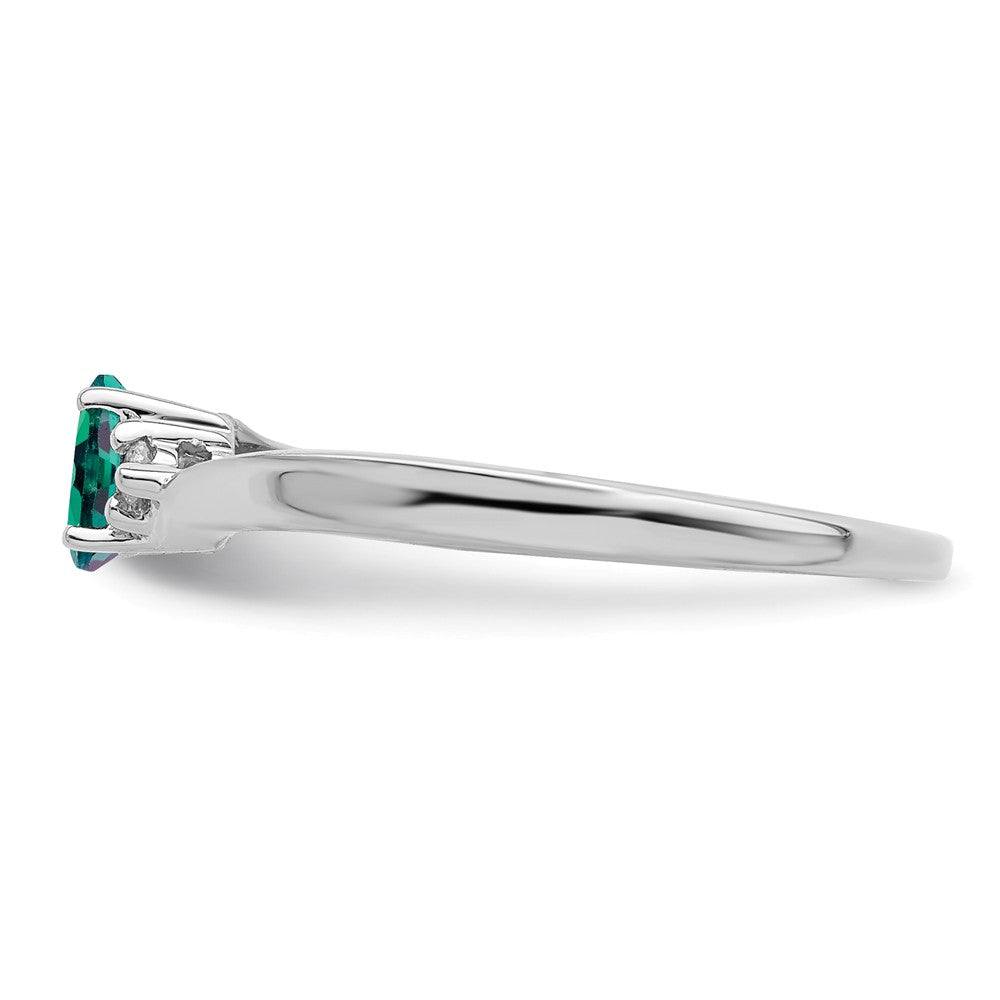 925 Sterling Silver Rhodium-plated Created Alexandrite Birthstone Ring, Size: 7