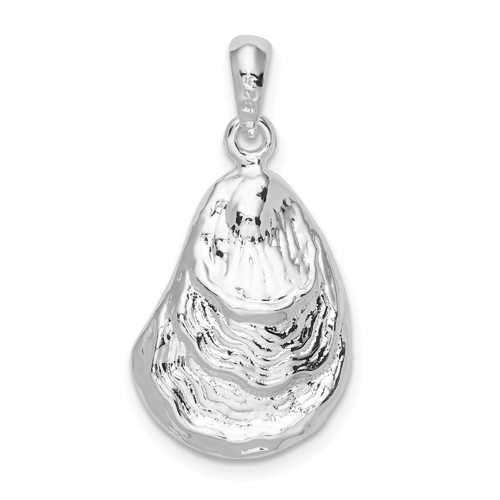 Million Charms 925 Sterling Silver Nautical Sea Life Charm Pendant, Large 3-D Oyster Shell, Textured