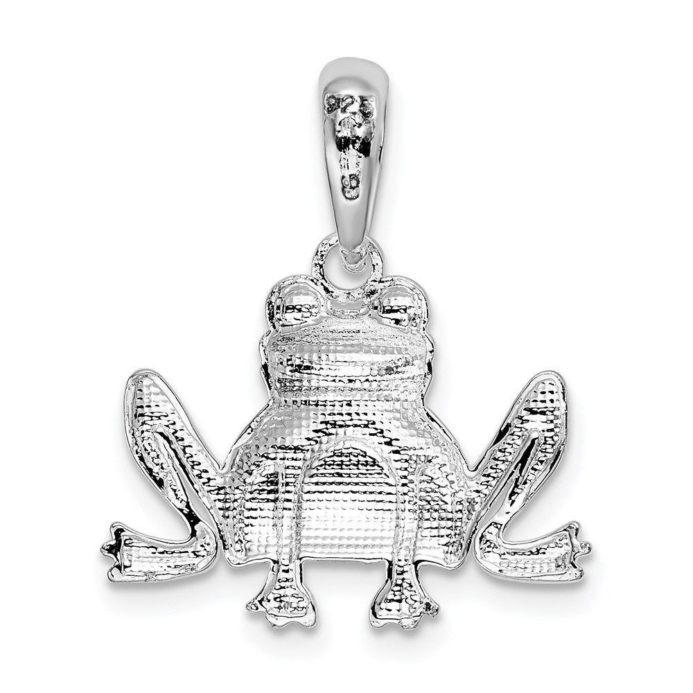 Million Charms 925 Sterling Silver Animal Charm Pendant, Sitting Frog Pendant, Textured