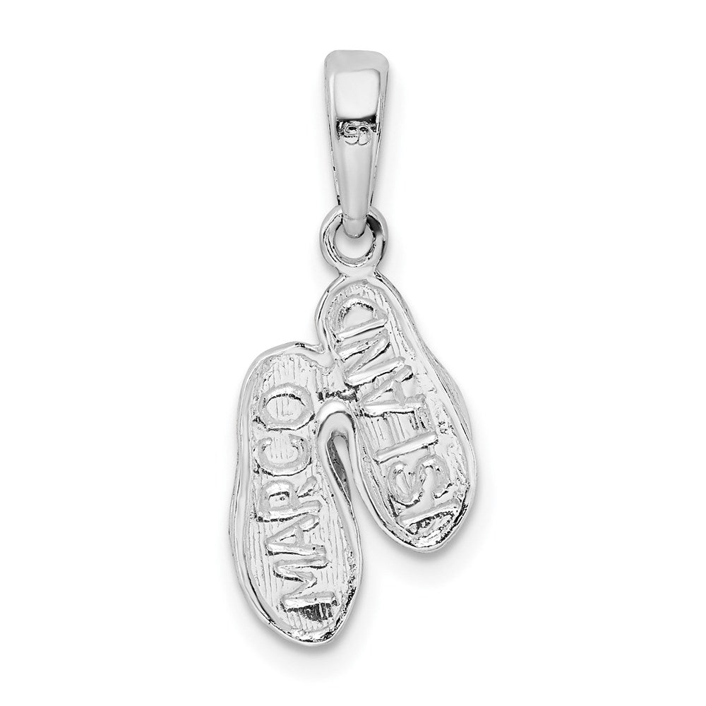 Million Charms 925 Sterling Silver Travel Charm Pendant, Small Marco Island On Double Flip-Flops