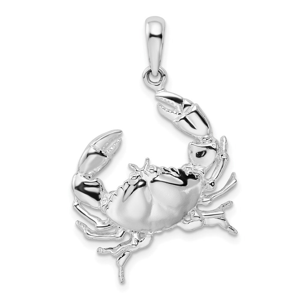 Million Charms 925 Sterling Silver Nautical Sea Life Charm Pendant, Stone Crab with Claw Extended 2-D