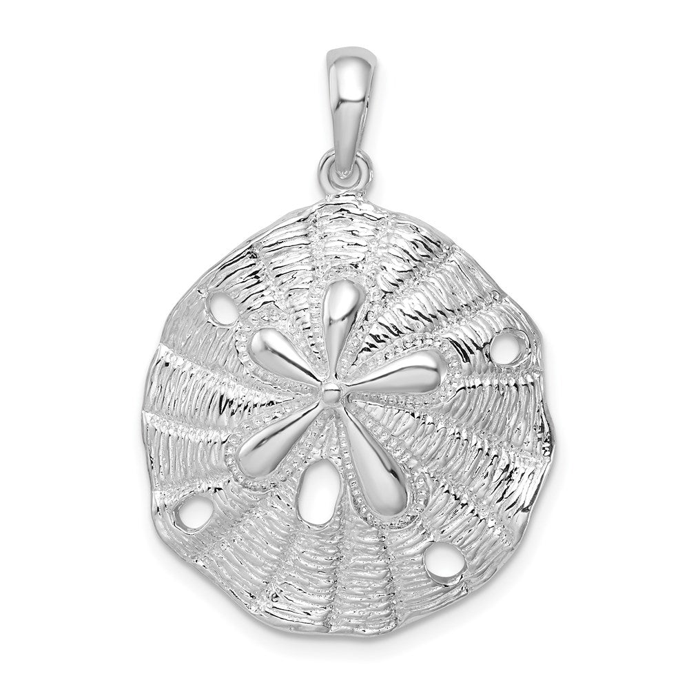 Million Charms 925 Sterling Silver Nautical Sea Life Charm Pendant, Beveled Sand Dollar Textured & High Polish