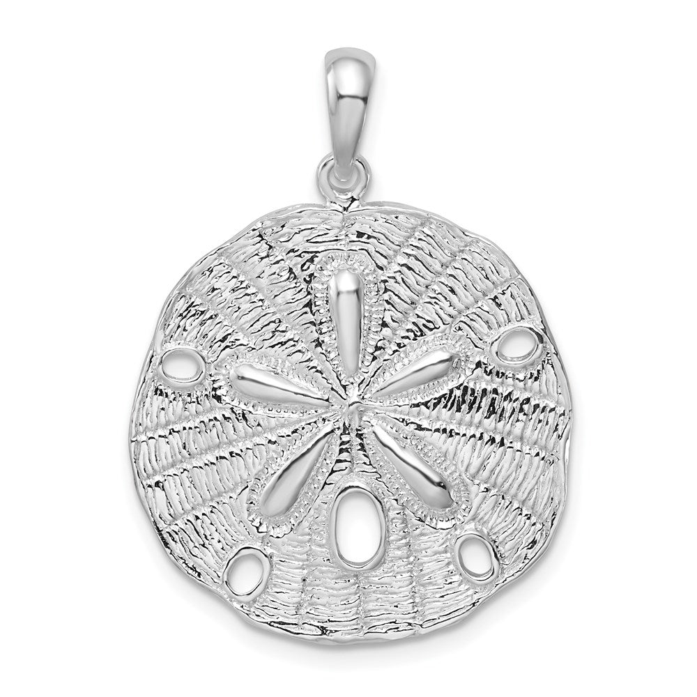 Million Charms 925 Sterling Silver Nautical Sea Life Charm Pendant, Sand Dollar Pendant Textured & High Polish Center