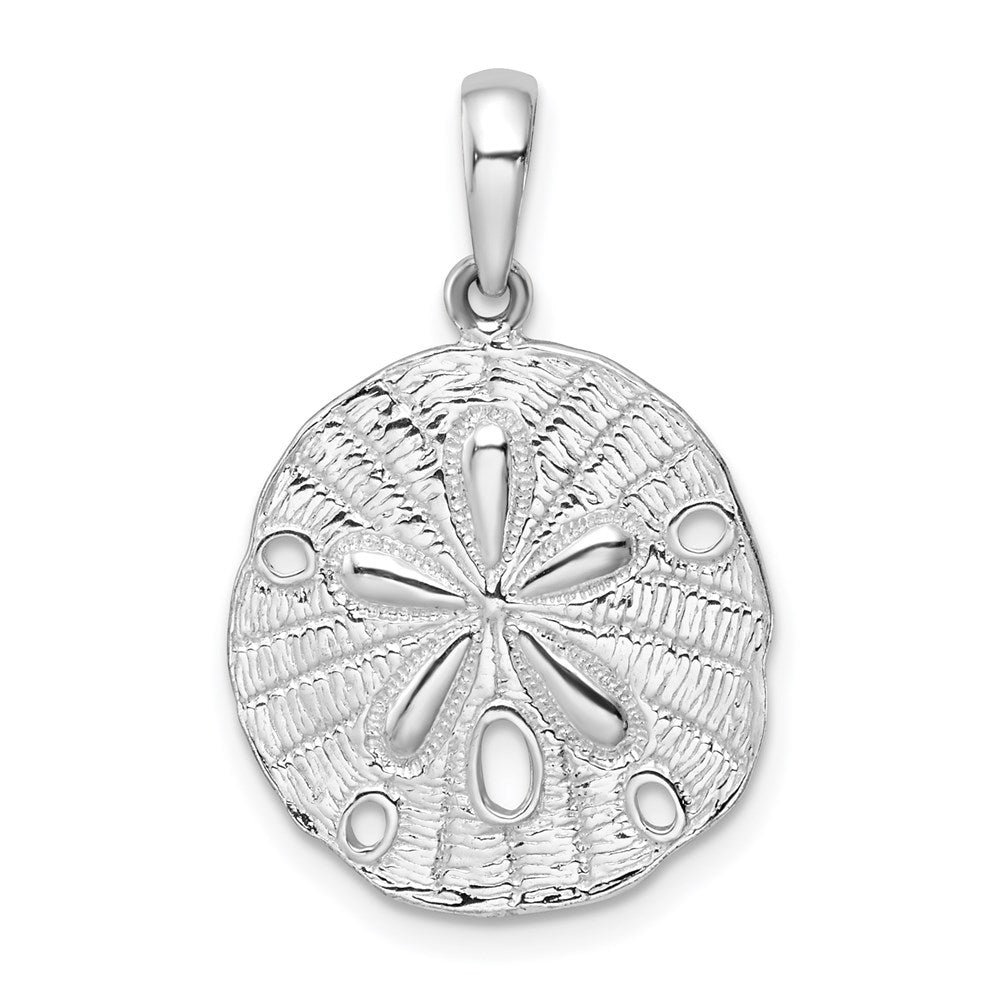 Million Charms 925 Sterling Silver Nautical Sea Life Charm Pendant, Small Sand Dollar Pendant Textured & High Polish Center