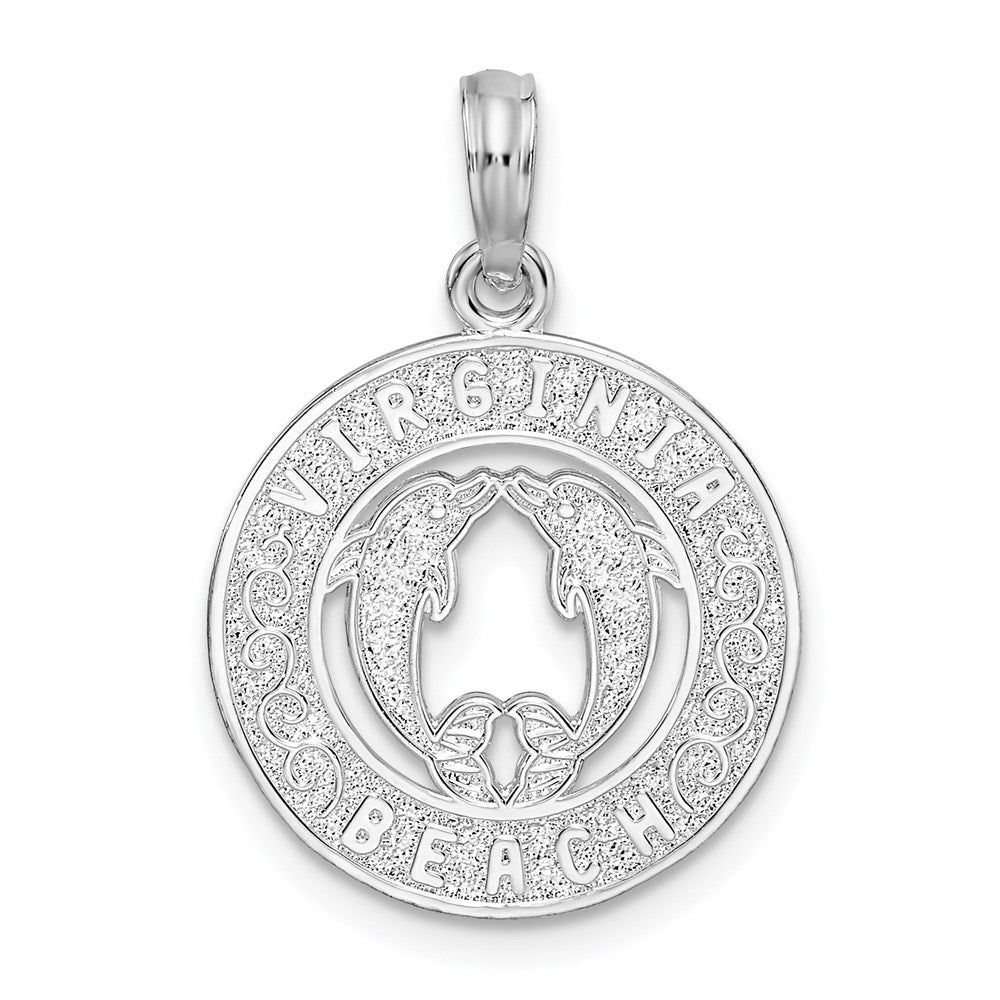 Million Charms 925 Sterling Silver Nautical Sea Life Charm Pendant, Virginia Beach Double Dolphins In Circle