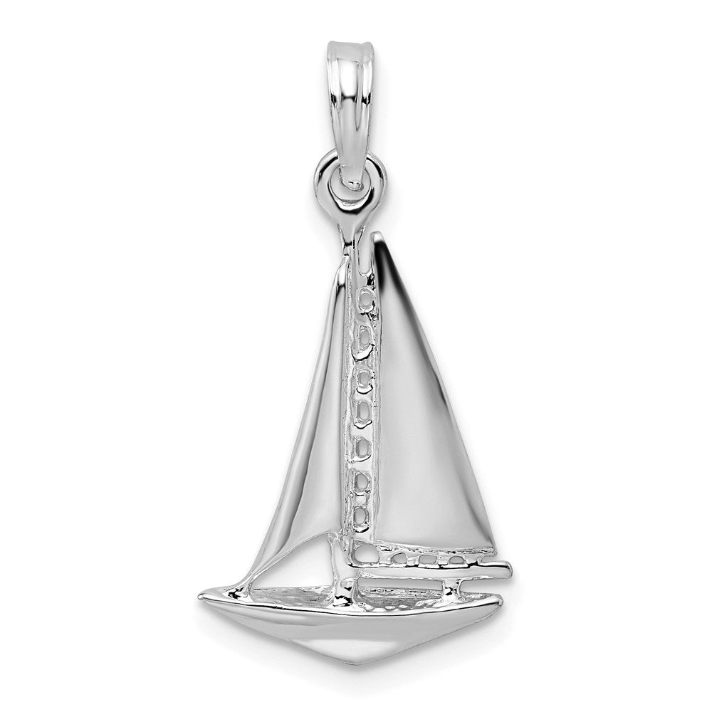 Million Charms 925 Sterling Silver Nautical Charm Pendant, 3-D Sailboat, High Polish