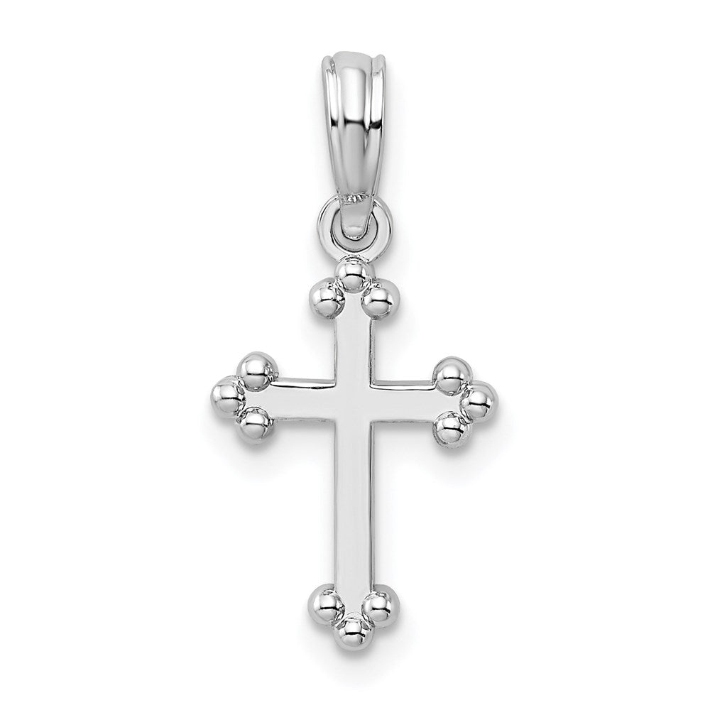 Million Charms 925 Sterling Silver Religious Charm Pendant, Small Mini Cross with 3 Ball Tips, High Polish