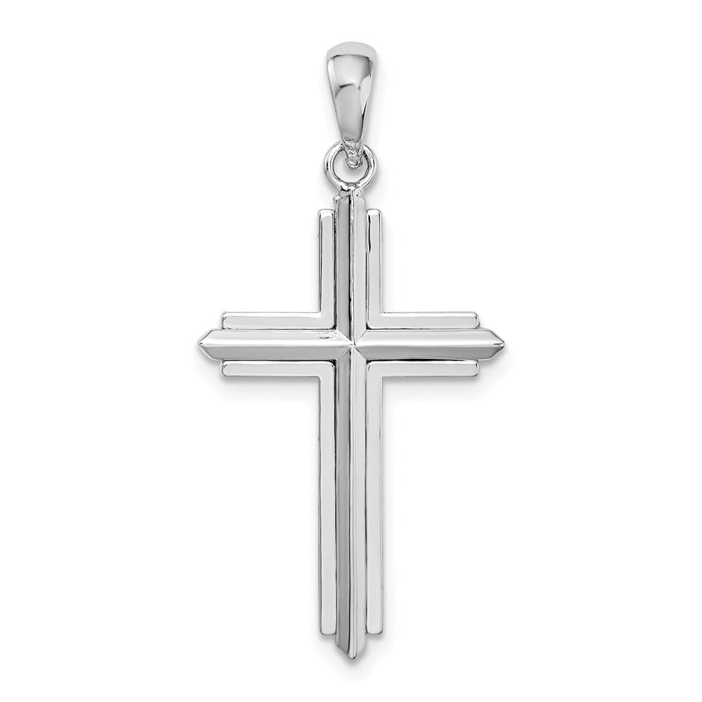 Million Charms 925 Sterling Silver Religious Charm Pendant, Stick Cross with Frame