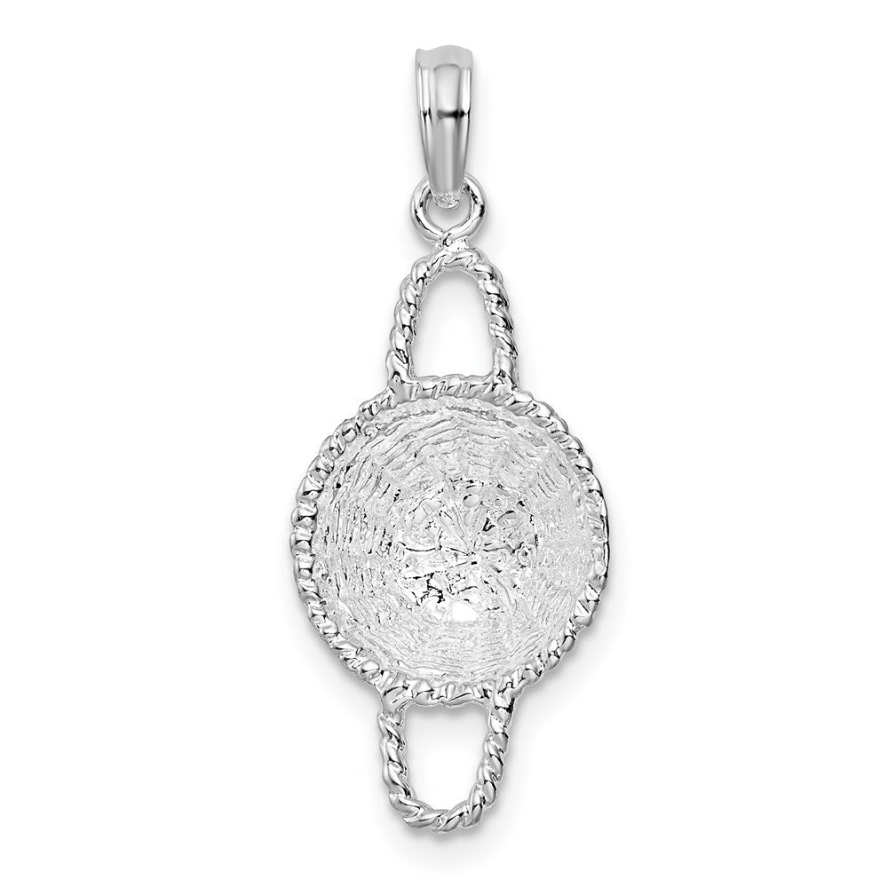 Million Charms 925 Sterling Silver Charm Pendant, 3-D Round Basket, Double Handles