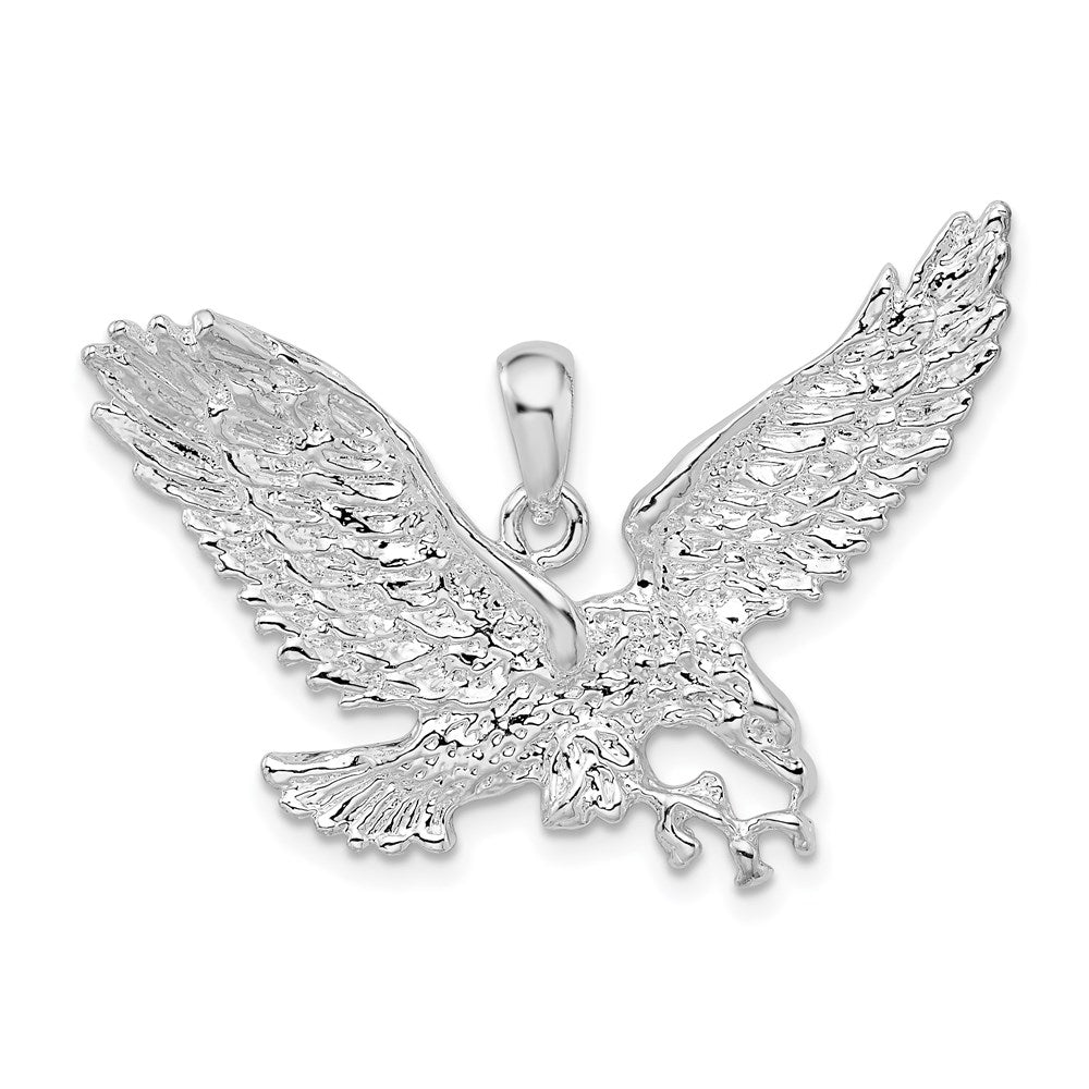 Million Charms 925 Sterling Silver Animal Bird Charm Pendant, Eagle with Beak Touching Claws, 2-D
