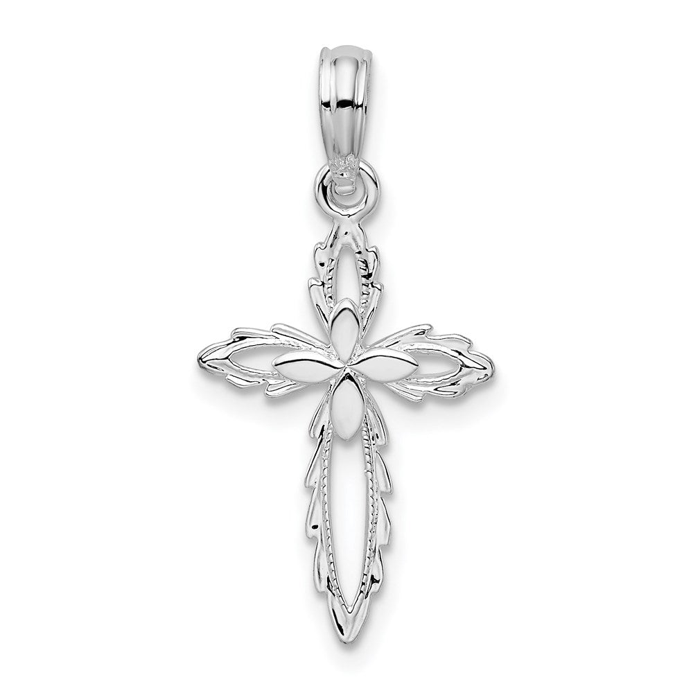 Million Charms 925 Sterling Silver Religious Charm Pendant, Small Cross Inside Cross , Cut-Out