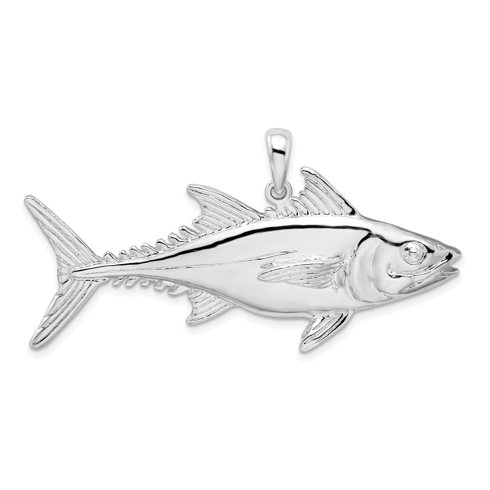 Million Charms 925 Sterling Silver Sea Life Nautical Charm Pendant, Large 3-D Skipjack Tuna Fish, High Polish