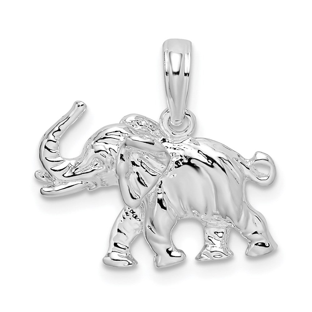 Million Charms 925 Sterling Silver Charm Pendant, 3-D Elephant Profile with Tusk