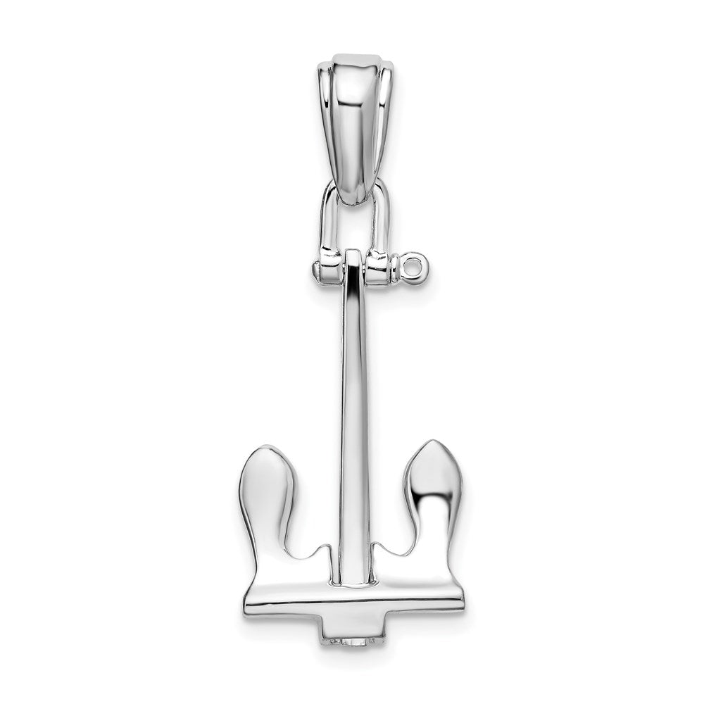 Million Charms 925 Sterling Silver Nautical Charm Pendant, 3-D Navy Anchor, Moveable & High Polish