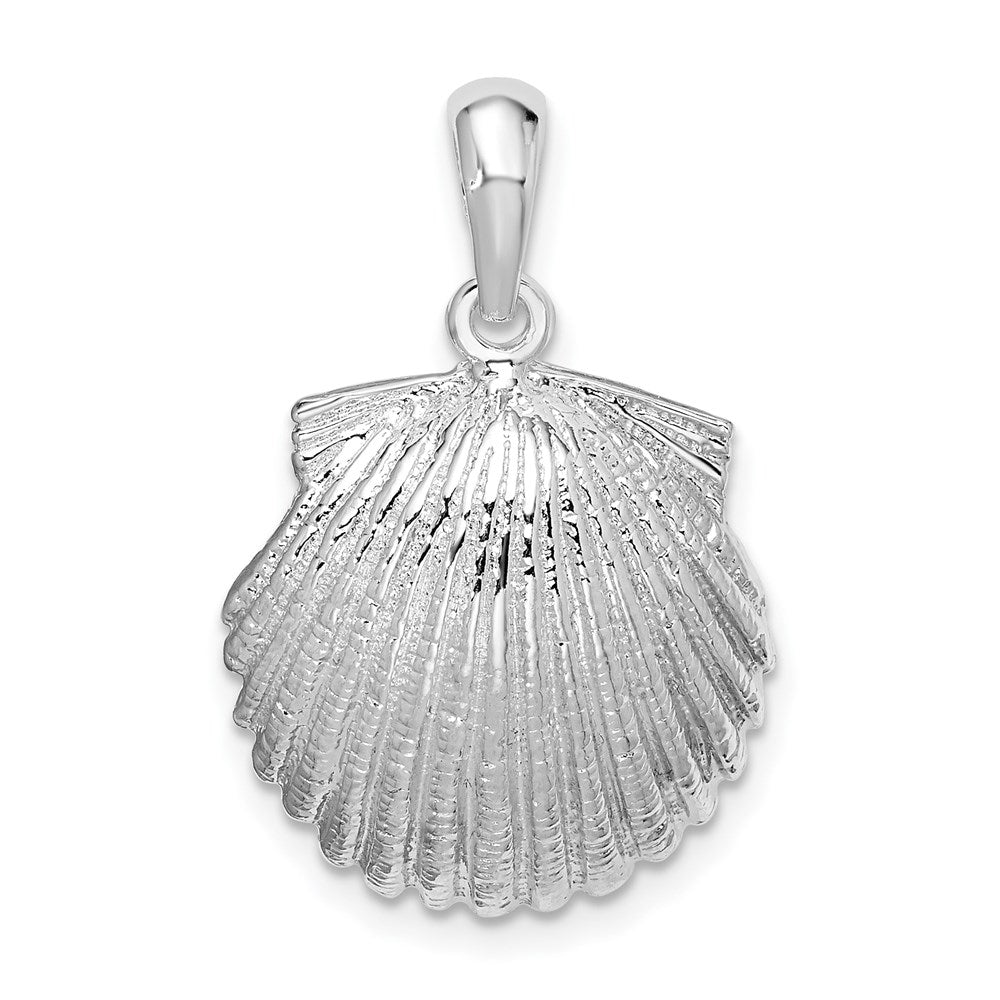 Million Charms 925 Sterling Silver Nautical Sea Life Charm Pendant, Scallop Shell, 2-D