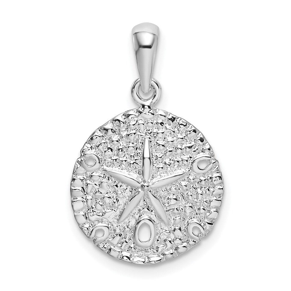 Million Charms 925 Sterling Silver Nautical Sea Life Charm Pendant, Round Sand Dollar, Textured & High Polish
