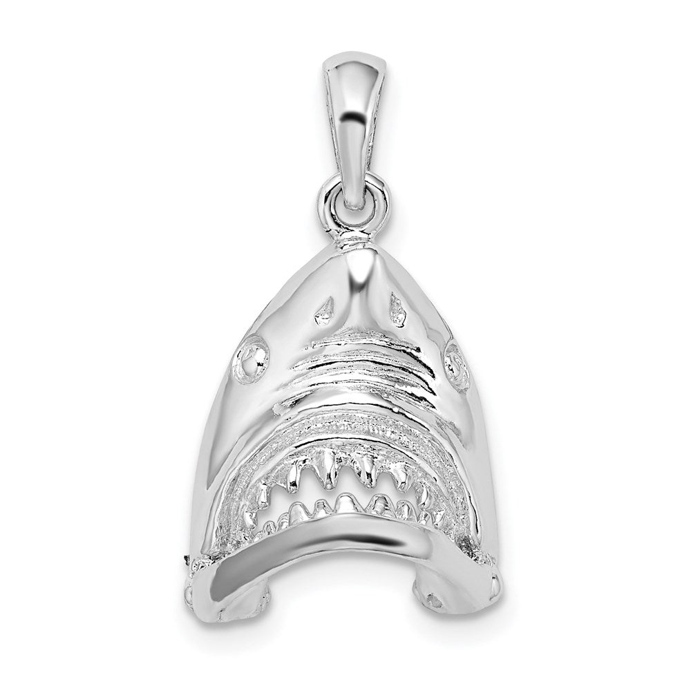 Million Charms 925 Sterling Silver Nautical Sea Life Charm Pendant, Jaws - Shark Head Mouth Opens, 2-D & Moveable