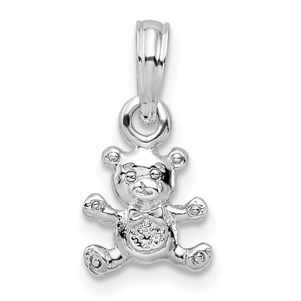 Million Charms 925 Sterling Silver Charm Pendant, Small 3-D Mini Teddy Bear Pendant