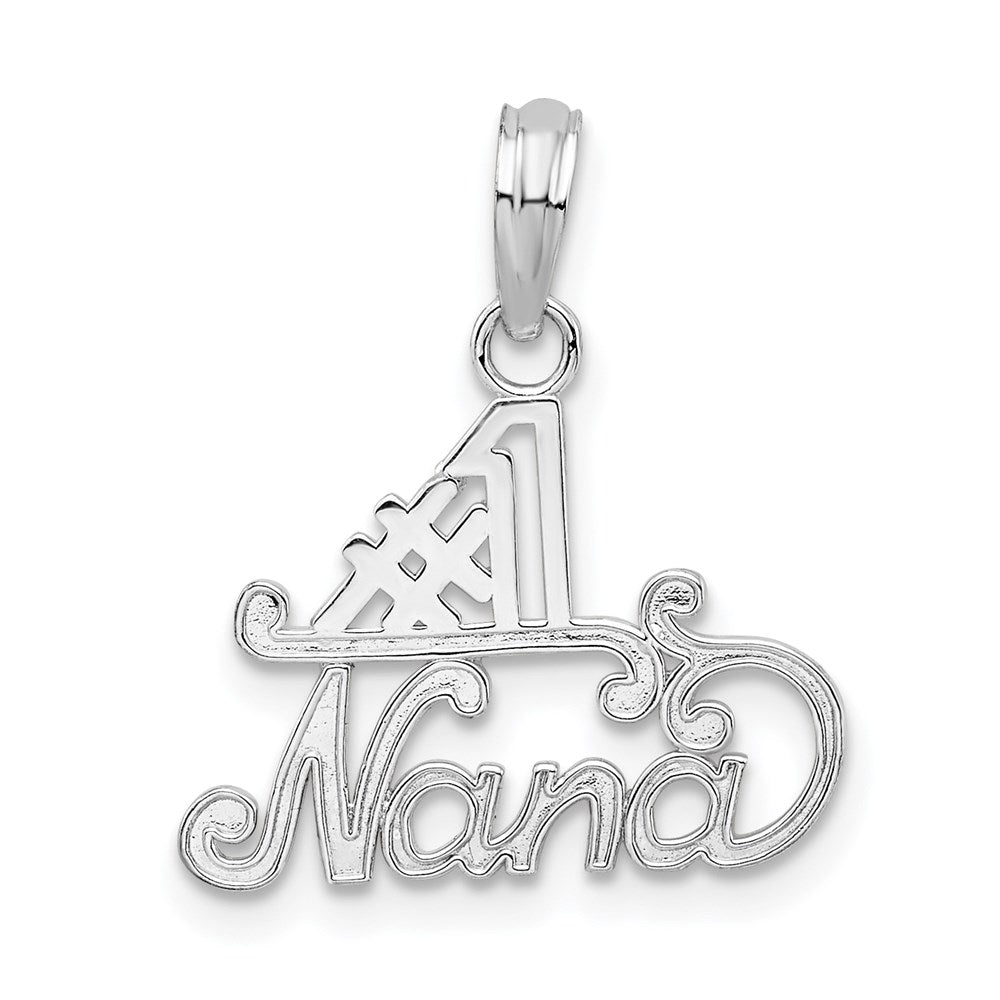 Million Charms 925 Sterling Silver Charm Pendant, Small #1 Nana, Script & Cut-Out