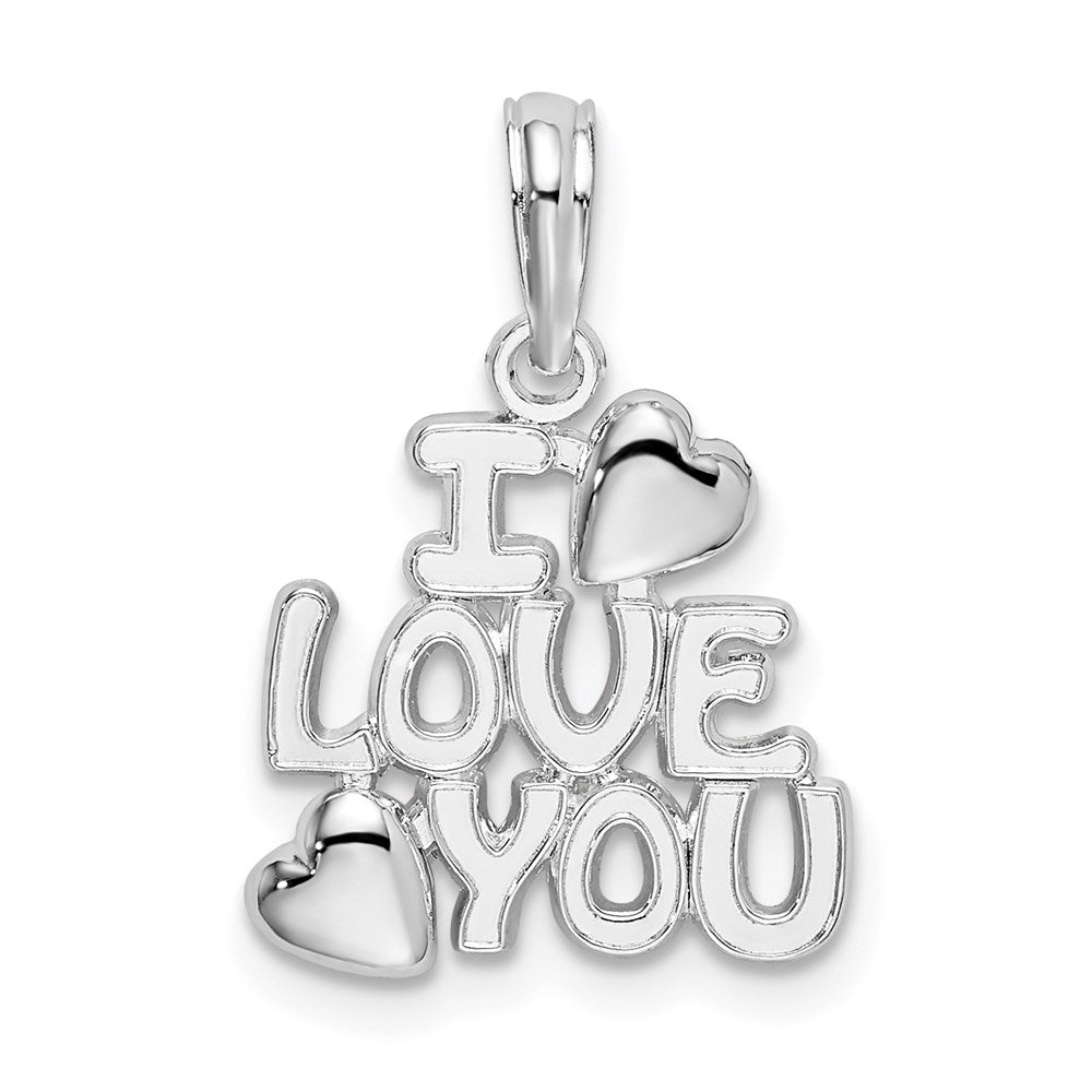 Million Charms 925 Sterling Silver Charm Pendant, Small I Love You with Hearts