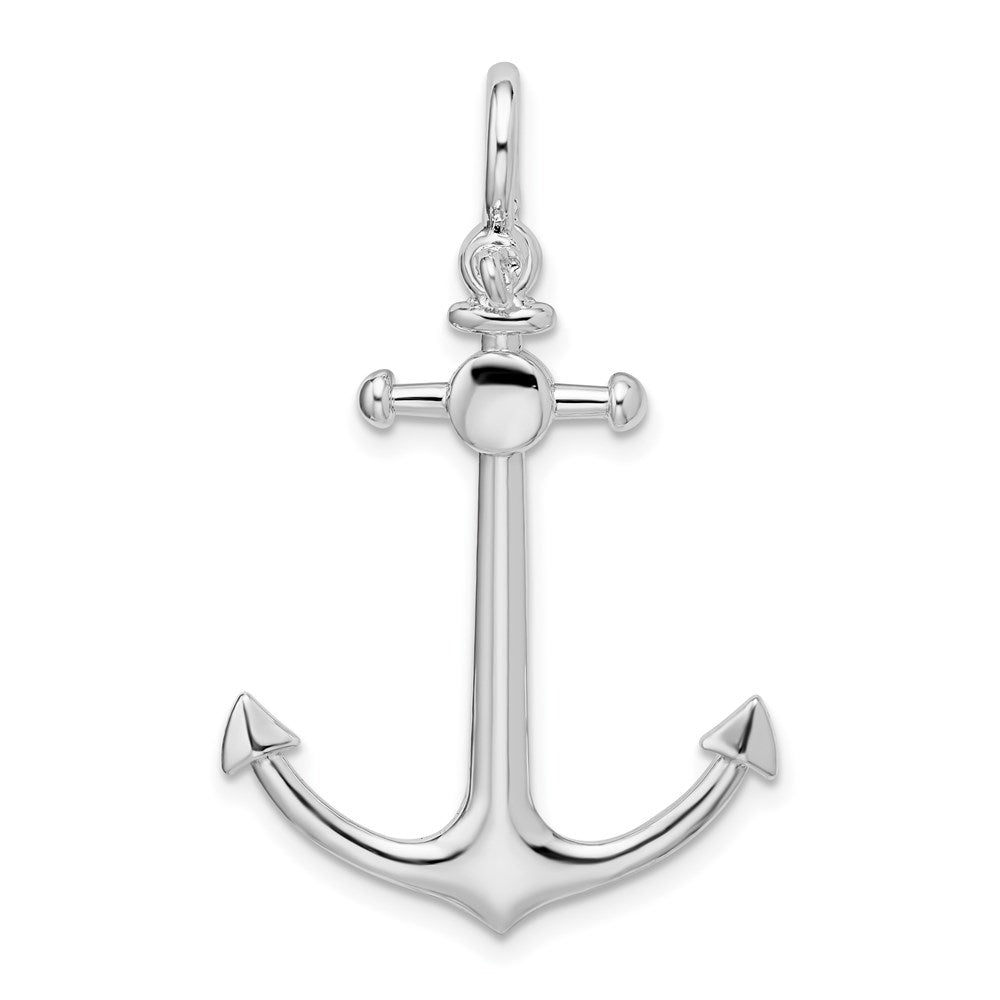 Million Charms 925 Sterling Silver Charm Pendant, 3-D Small Anchor with Flat Tips Shackle Bail