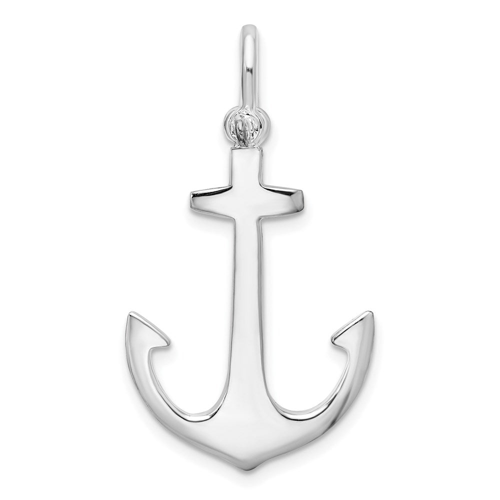 Million Charms 925 Sterling Silver Charm Pendant, 3-D Anchor, High Polish Shackle Bail