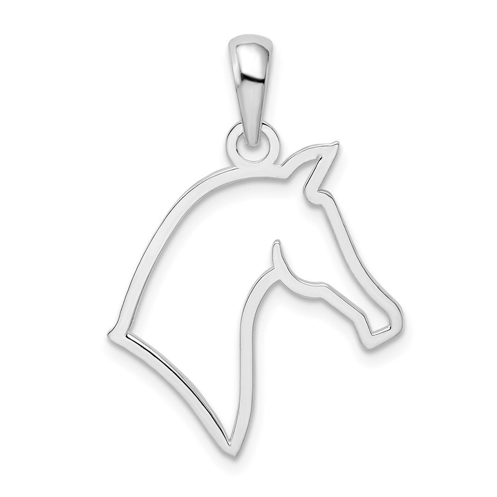 Million Charms 925 Sterling Silver Equestrian Animal Charm Pendant, Horse Head Profile, Cut-Out