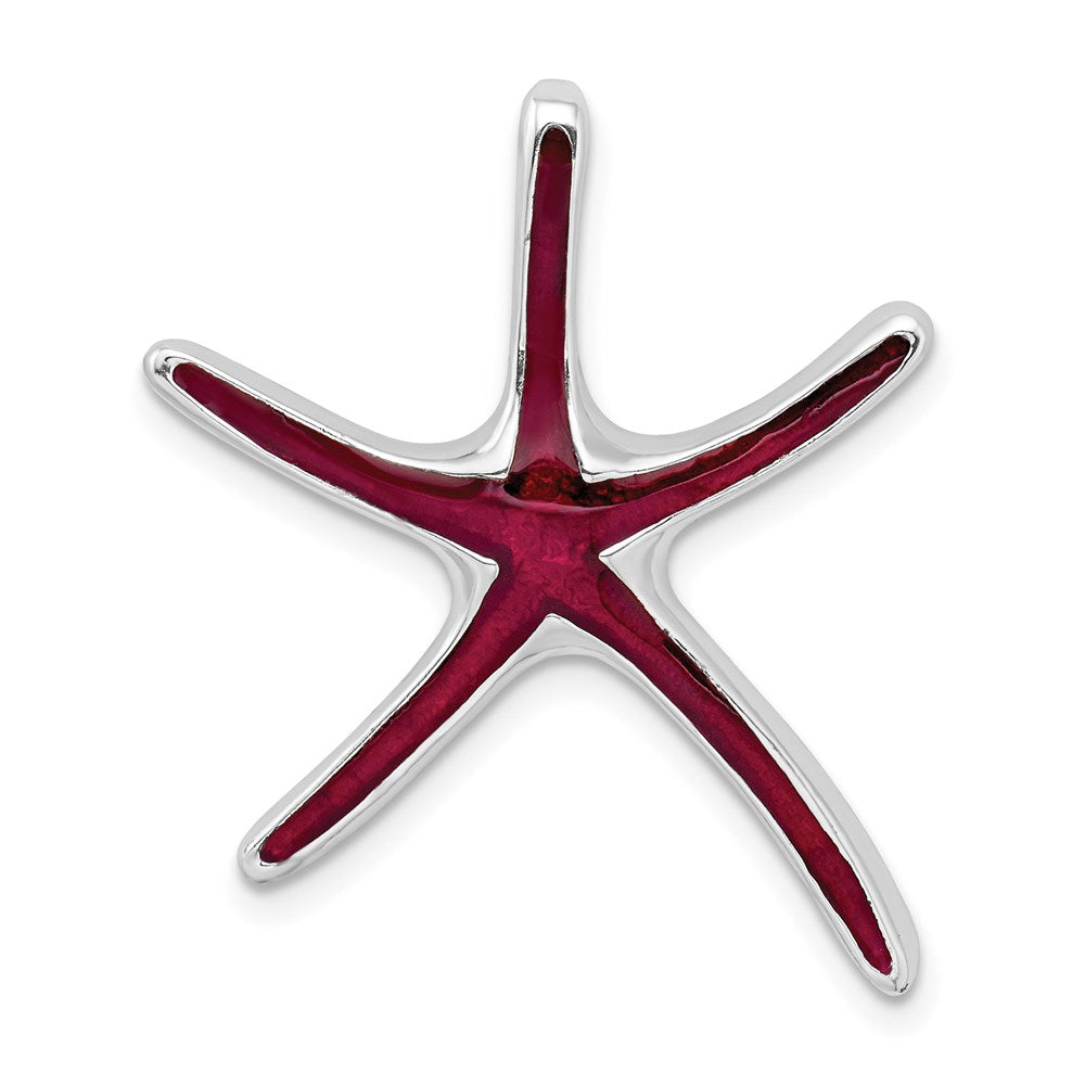 Million Charms 925 Sterling Silver Sea Life Nautical Charm Pendant, Dancing Starfish with Purple Enamel Hidden Bail & High Polish