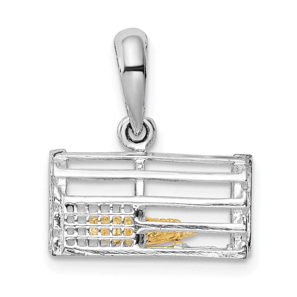 Million Charms 925 Sterling Silver Charm Pendant, 3-D Trap with 14K Lobster (Pink) Inside , Moveable