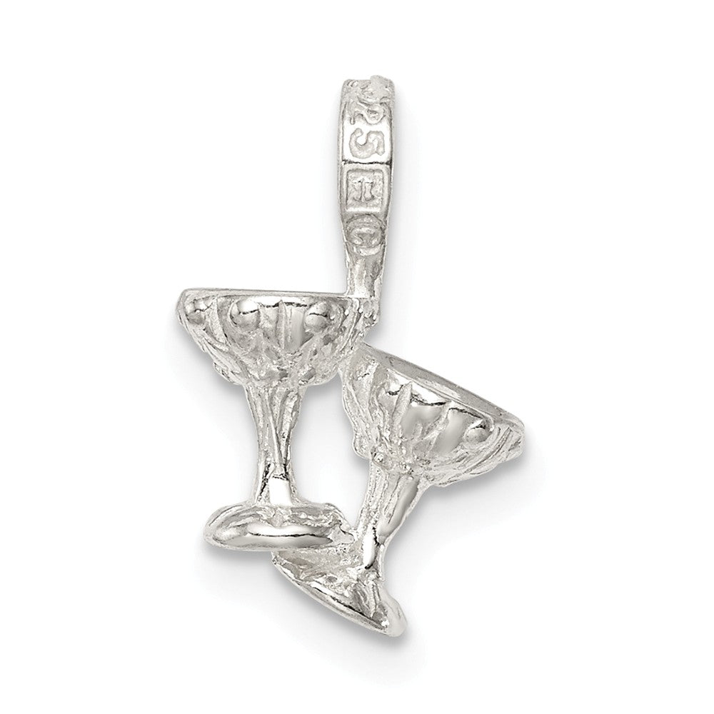 Million Charms 925 Sterling Silver Champagne Glasses Charm