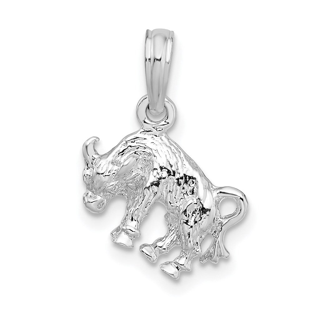 Million Charms 925 Sterling Silver Charm Pendant, 3-D Taurus Zodiac Sign