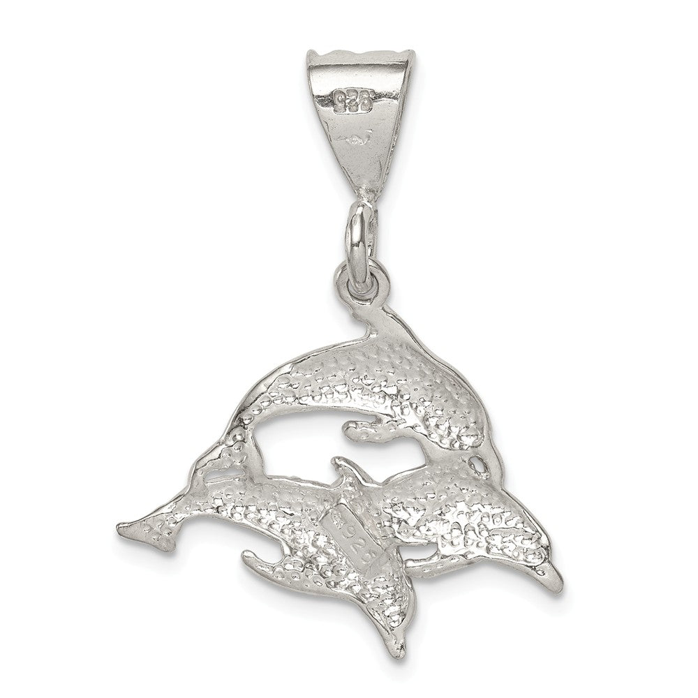 Million Charms 925 Sterling Silver Trio Of Dolphins Pendant