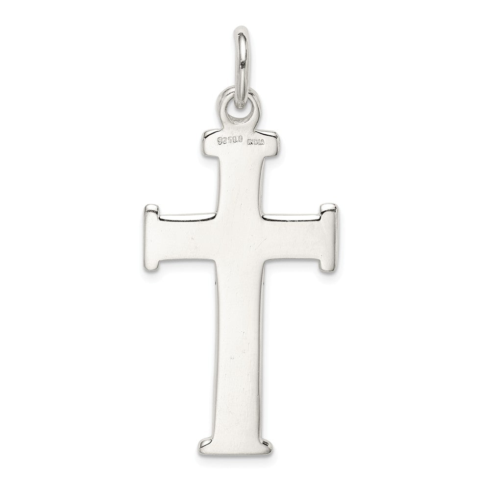 Million Charms 925 Sterling Silver Diamond -Cut Relgious Cross Pendant